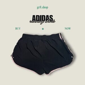 Adidas Womens XL Running Shorts Black With Pink Stripes Lightweight Breathable A